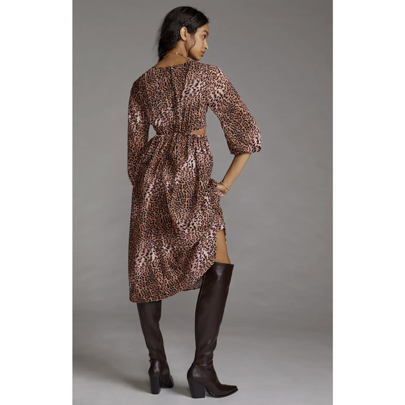 NEW Anthropologie Ranna Gill Floral Cut-Out Midi Dress - M - Picture 2 of 8